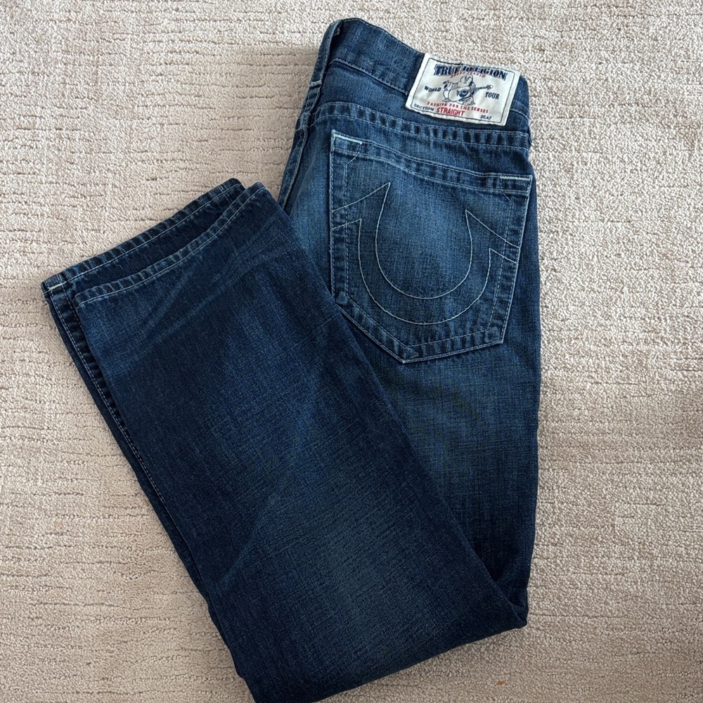 True Religion Men's Dark Blue Straight Jeans